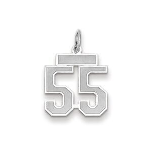 14k White Gold, Jersey Collection, Small Number 55 Pendant